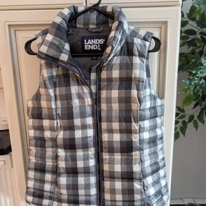 Lands' End Plaid Puffer Vest